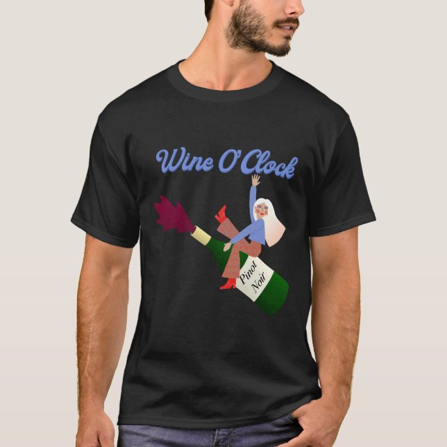 Camiseta Ilustracion De Vino O Reloj Para Mujeres Que Aman  (Anverso)
