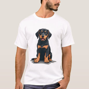 Camiseta Ilustración de vista trasera de perro negro y bron