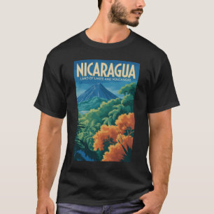 Camiseta Ilustración de Volcán de Nicaragua Arte de Viaje V