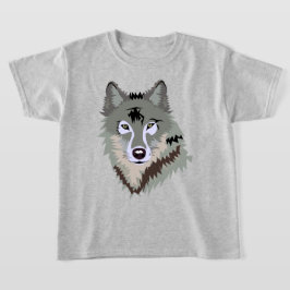 CAMISETA ILUSTRACION DE WOLF GRIS ELEGANTE