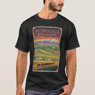 Camiseta Ilustración de yurtas de camellos de Mongolia Arte