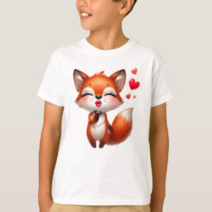 Camiseta Ilustración de zorro lindo con corazones