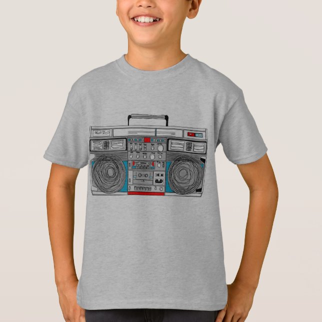 Camiseta ilustracion del boombox 80s (Anverso)