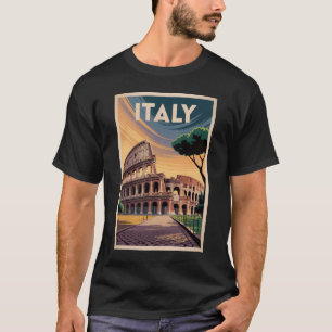 Camiseta Ilustración del Coliseo de Italia Arte de Viaje Vi