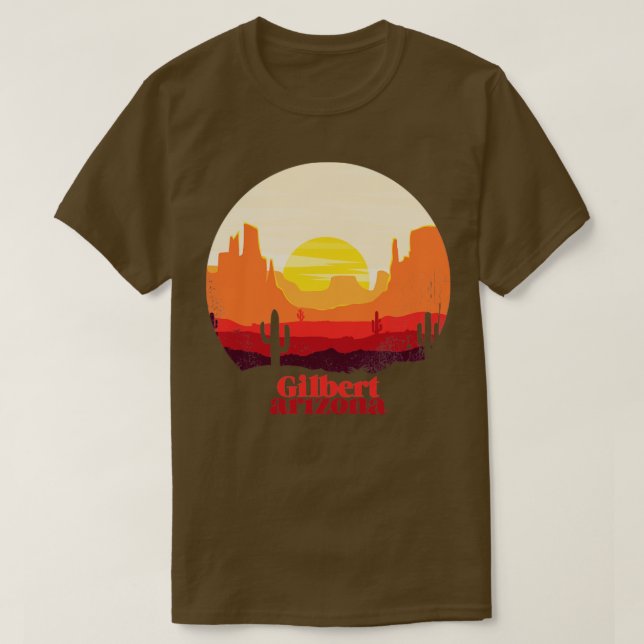 Camiseta Ilustracion del desierto Gilbert Arizona Vintage S (Diseño del anverso)