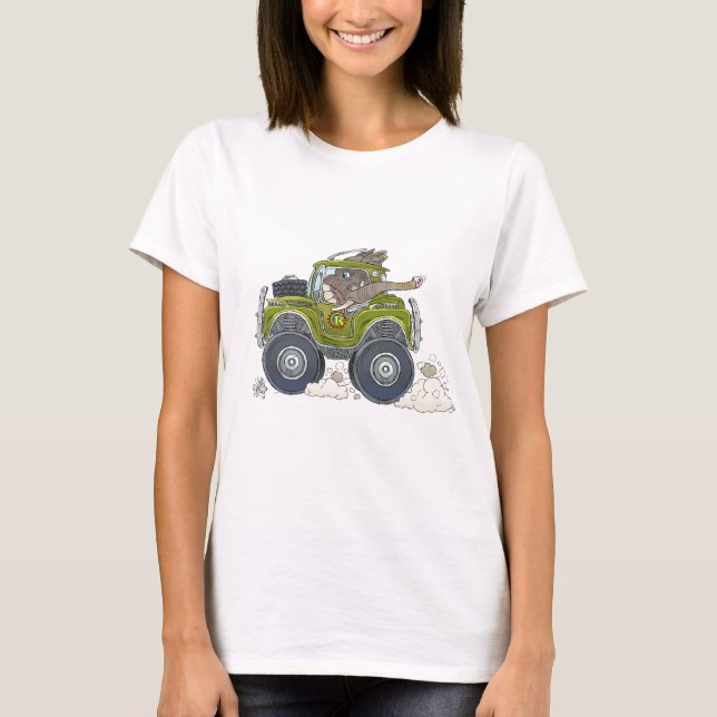 Camiseta Ilustracion del dibujo animado de un elefante que (Anverso)