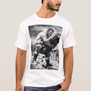 Camiseta Ilustracion del hombre fuerte de antaño levantando