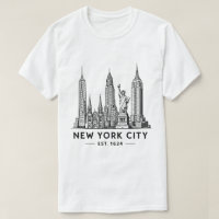 Ilustración del horizonte de NYC con la Estatua de