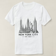 Ilustración del horizonte de NYC con la Estatua de