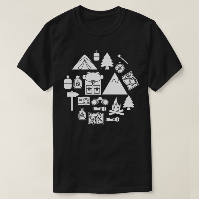 Camiseta Ilustracion del kit de herramientas de camping de  (Diseño del anverso)