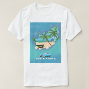Camiseta Ilustración del mapa de Sudáfrica cartel de viaje.
