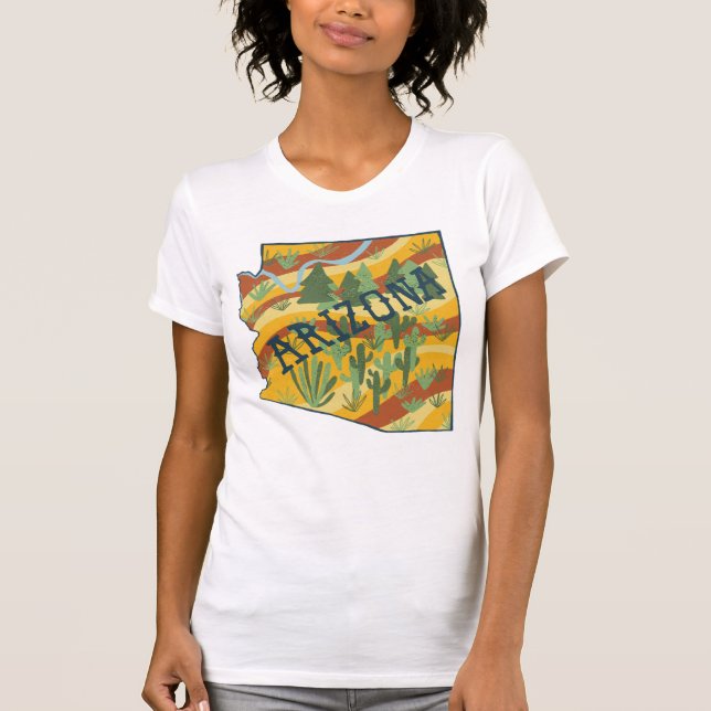 Camiseta Ilustracion del mapa estatal de Arizona (Anverso)