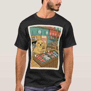Camiseta Ilustración del mercado de peces de perro lindo