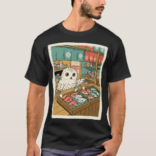 Camiseta Ilustración del mercado de pescado de búho