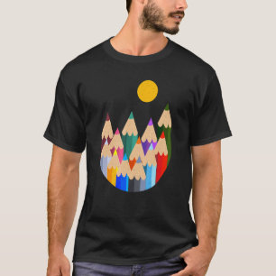 Camiseta Ilustracion Del Paisaje De Las Montañas Con Pinto 