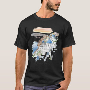 Camiseta Ilustración del paisaje soñado del atardecer en Sa