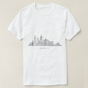 Camiseta Ilustración del paisaje urbano de Chicago IL