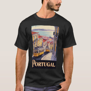 Camiseta Ilustración del paisaje urbano de Lisboa Portugal