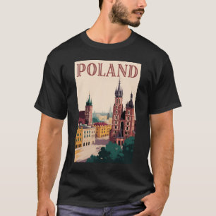 Camiseta Ilustración del paisaje urbano de Polonia Arte de 