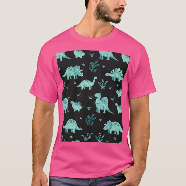 Camiseta Ilustracion del patrón de dinosaurios (Anverso)