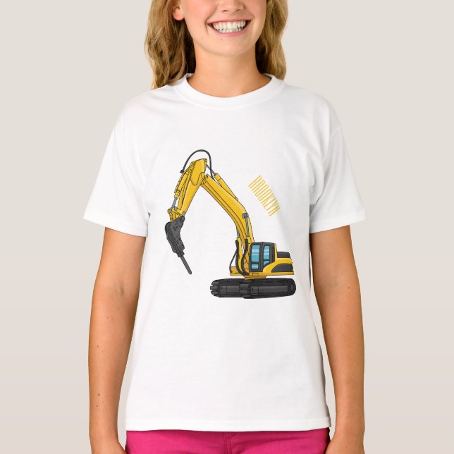 Camiseta Ilustracion del personalizado de la excavadora de  (Anverso)