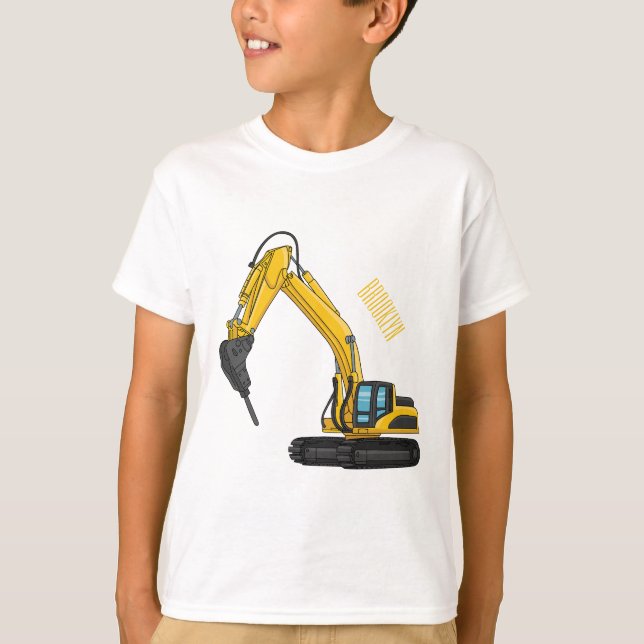 Camiseta Ilustracion del personalizado de la excavadora de  (Anverso)