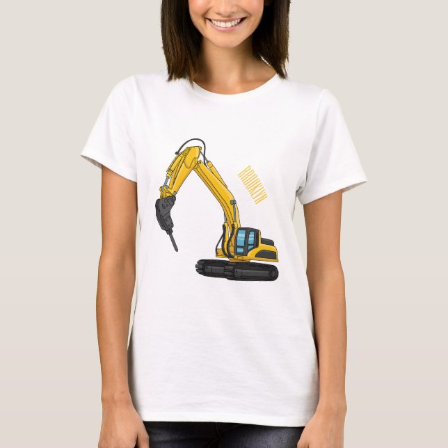Camiseta Ilustracion del personalizado de la excavadora de  (Anverso)