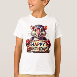 Camiseta Ilustracion del ratón de cumpleaños feliz de perso