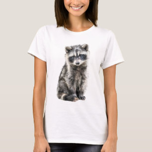 Camiseta Ilustración del retrato del mapache esponjoso Muje