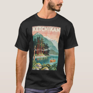 Camiseta Ilustración del río Ketchikan Alaska Arte de viaje