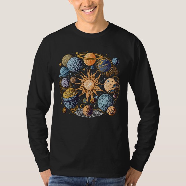 Camiseta Ilustracion del sistema solar (Anverso)