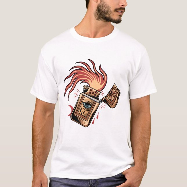 Camiseta Ilustracion del tatuaje de estilo antiguo con el e (Anverso)