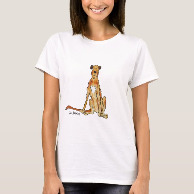 Camiseta Ilustracion del Wolfhound irlandés de Gina Barbosa (Anverso)