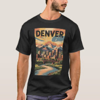 Ilustracion Denver Colorado Sunset Travel Art