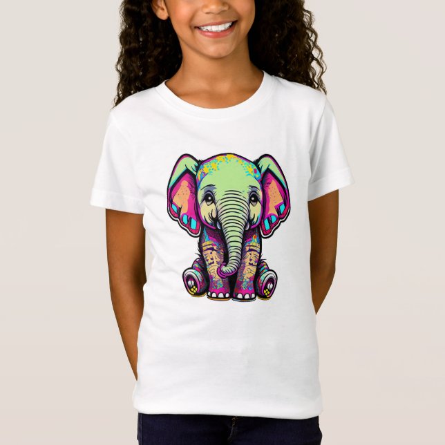Camiseta Ilustracion digital de la sesión de un bebé elefan (Anverso)