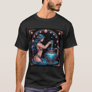 Camiseta Ilustración digital hermosa del signo de Acuario