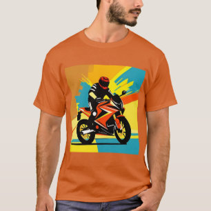 Camiseta Ilustración dinámica de motocicleta con piloto