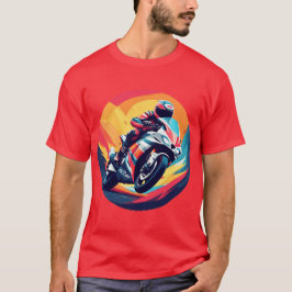 Camiseta Ilustración dinámica de motociclista de carreras