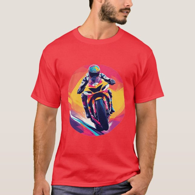 Camiseta Ilustracion dinámico de Carreras de motociclistas (Anverso)