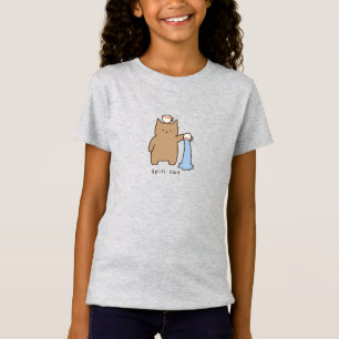 Camiseta Ilustración divertida de gato kawaii marrón derram