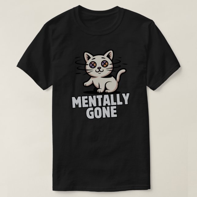 Camiseta Ilustración divertida de gato mentalmente ido conf (Diseño del anverso)