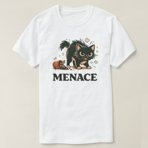 Camiseta Ilustración divertida de gato negro caótico amenaz