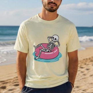 Camiseta Ilustración Divertida de un Esqueleto de Dibujos A