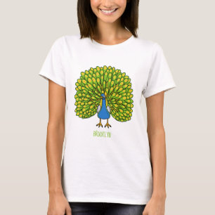 Camiseta Ilustración divertida de un pavo real brillante