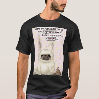 Camiseta Ilustración divertida y linda de pug rosa conejito