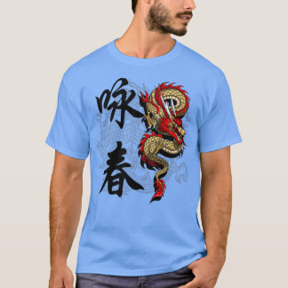 Camiseta Ilustracion Dragon a lo largo de la caligrafía chi