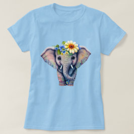 Camiseta Ilustracion elefante con cabeza floral