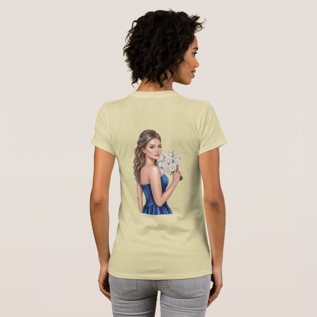 Camiseta Ilustración elegante de retrato de dama de honor a (Reverso completo)