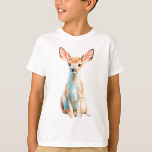 Camiseta Ilustración en Acuarela de Ciervo Manchado para Ni