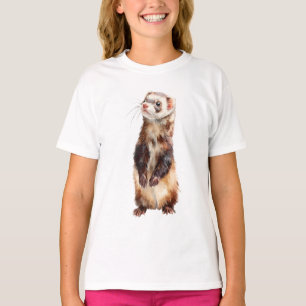 Camiseta Ilustración en Acuarela de Hurón de Pie para Niños